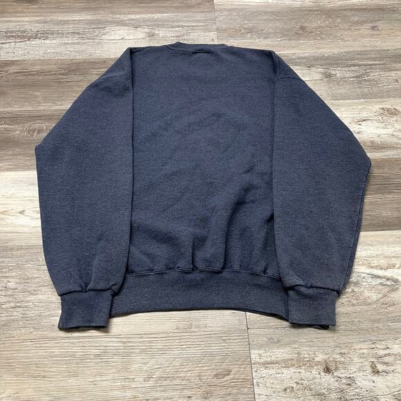 2000s Russell Athletic Dark Blue Mens L Tall Blank Pullover Crewneck Sweatshirt - Picture 3 of 8